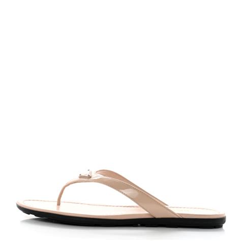 prada patent logo thong sandal cipria